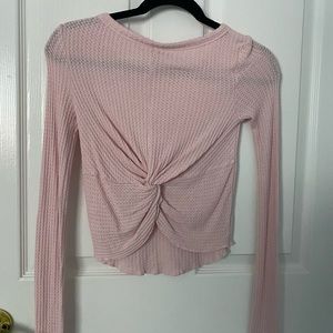 Free People Pink Henley Long Sleeved Shirt